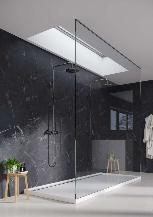 Black Marble Smooth Wide Shower Kit 40.5" x 94.5" - K872272